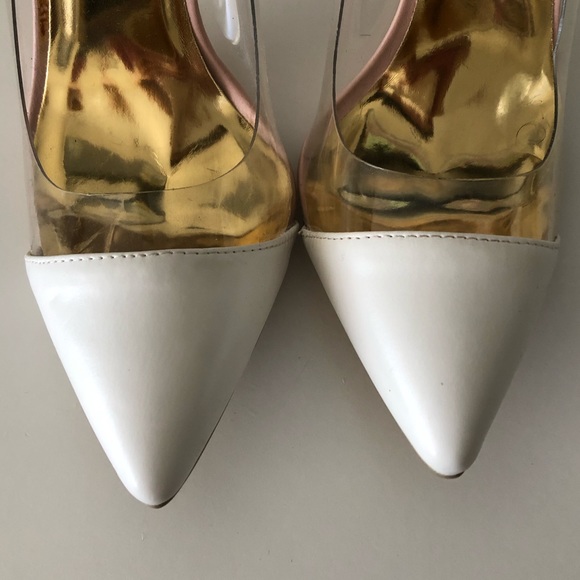 Transparent White Pointed Toe Pump - Picture 3 of 7